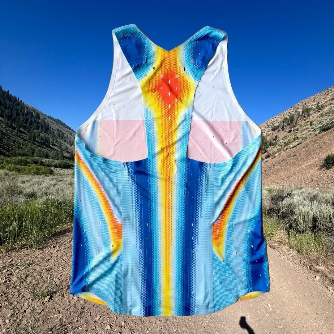 Nike Pro Elite AeroSwift Gradient Racing Singlet Blue/Orange Men's Large NWT gallery