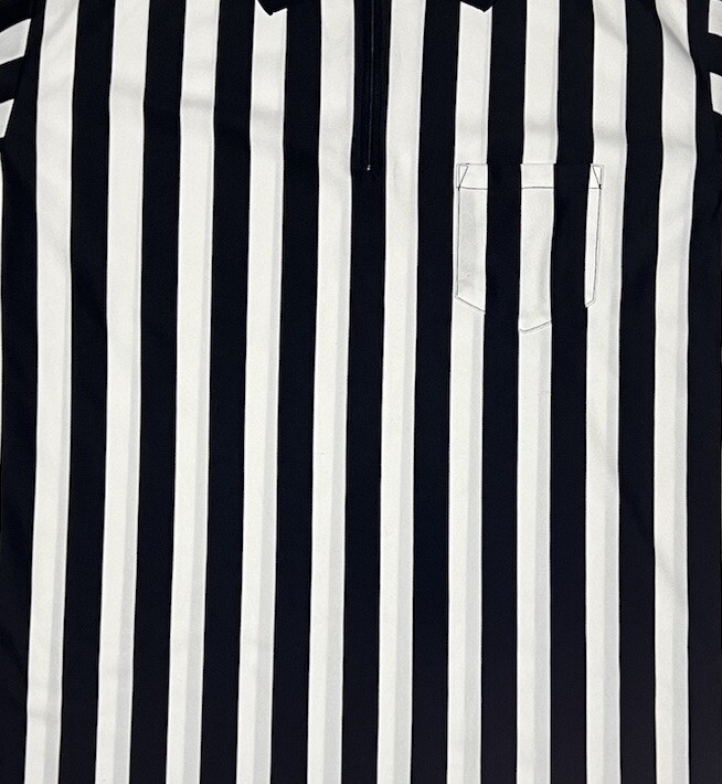 Rawlings Referee Black White Stripe Quarter Zip Polo Jersey Shirt Adult Size XXL gallery