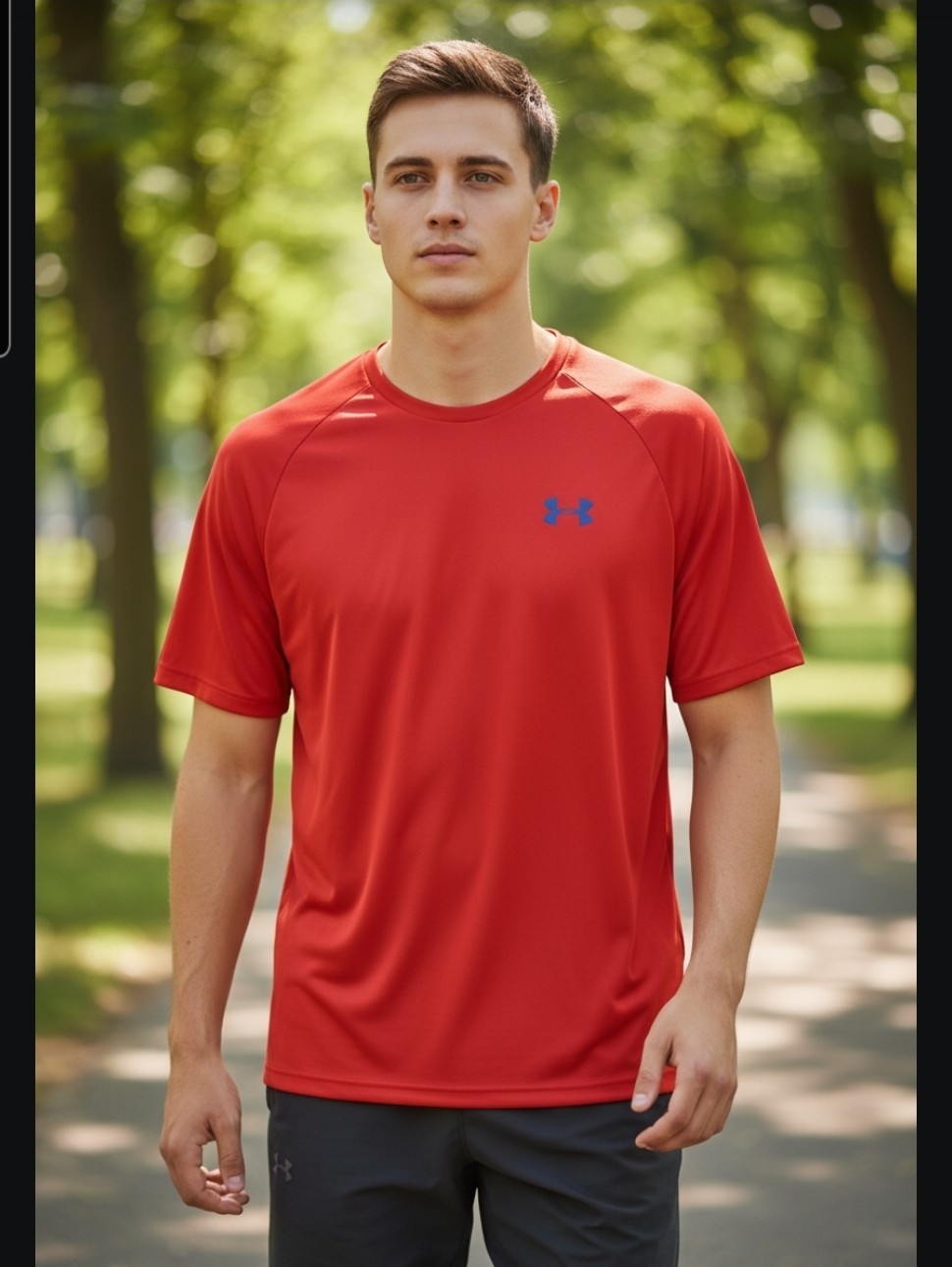 S Under Armour Men’s UA Tech 2.0 Short Sleeve Athletic T-Shirt -Venom Red/Black gallery
