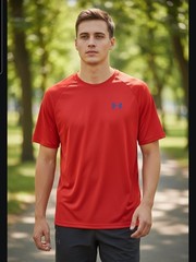 S Under Armour Men’s UA Tech 2.0 Short Sleeve Athletic T-Shirt -Venom Red/Black