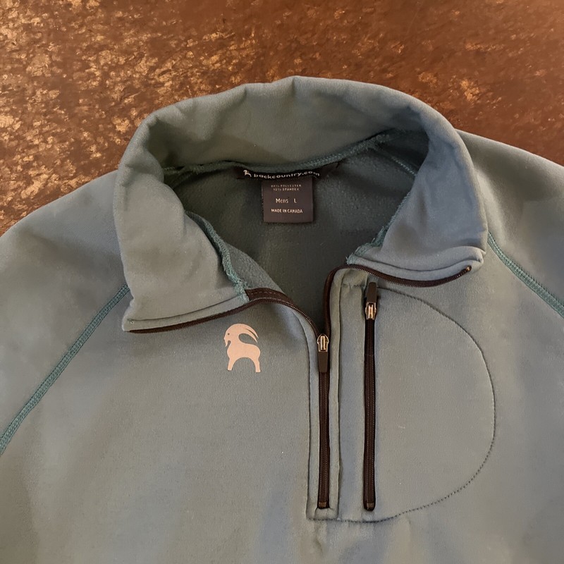 Backcountry Mens 1/4 Zip Pullover Polartec Polyester Fleece Lined Blue Size L gallery