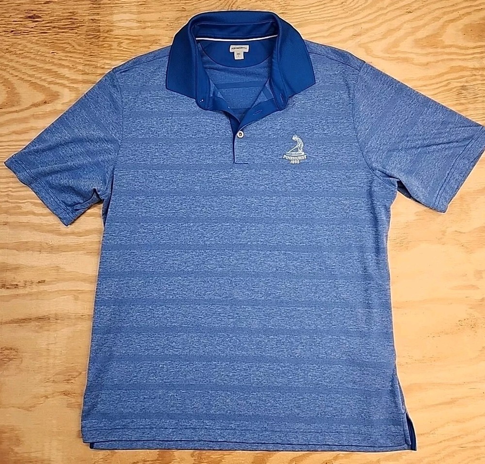 Pinehurst 1895 Logo Blue Polyester Golf Polo Shirt Mens Large Lightweight