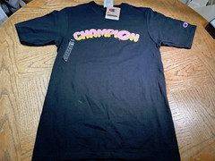 NEW CHAMPION HERITAGE “Donut Tee” MENS BLACK MULTI-COLOR T-SHIRT SMALL $30