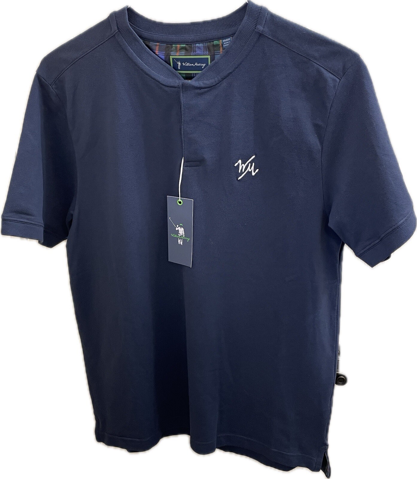 NWT William Murray TEMPO BAND POLO Navy Golf Snap Button Shirt M gallery