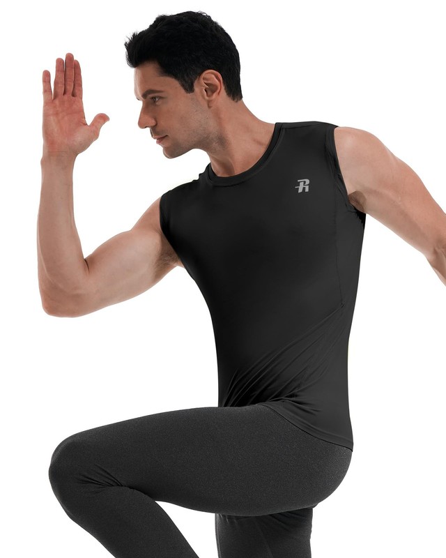 2 Pack Mens Compression Shirt Sleeveless Workout Tank Top Breathable Sports B... gallery