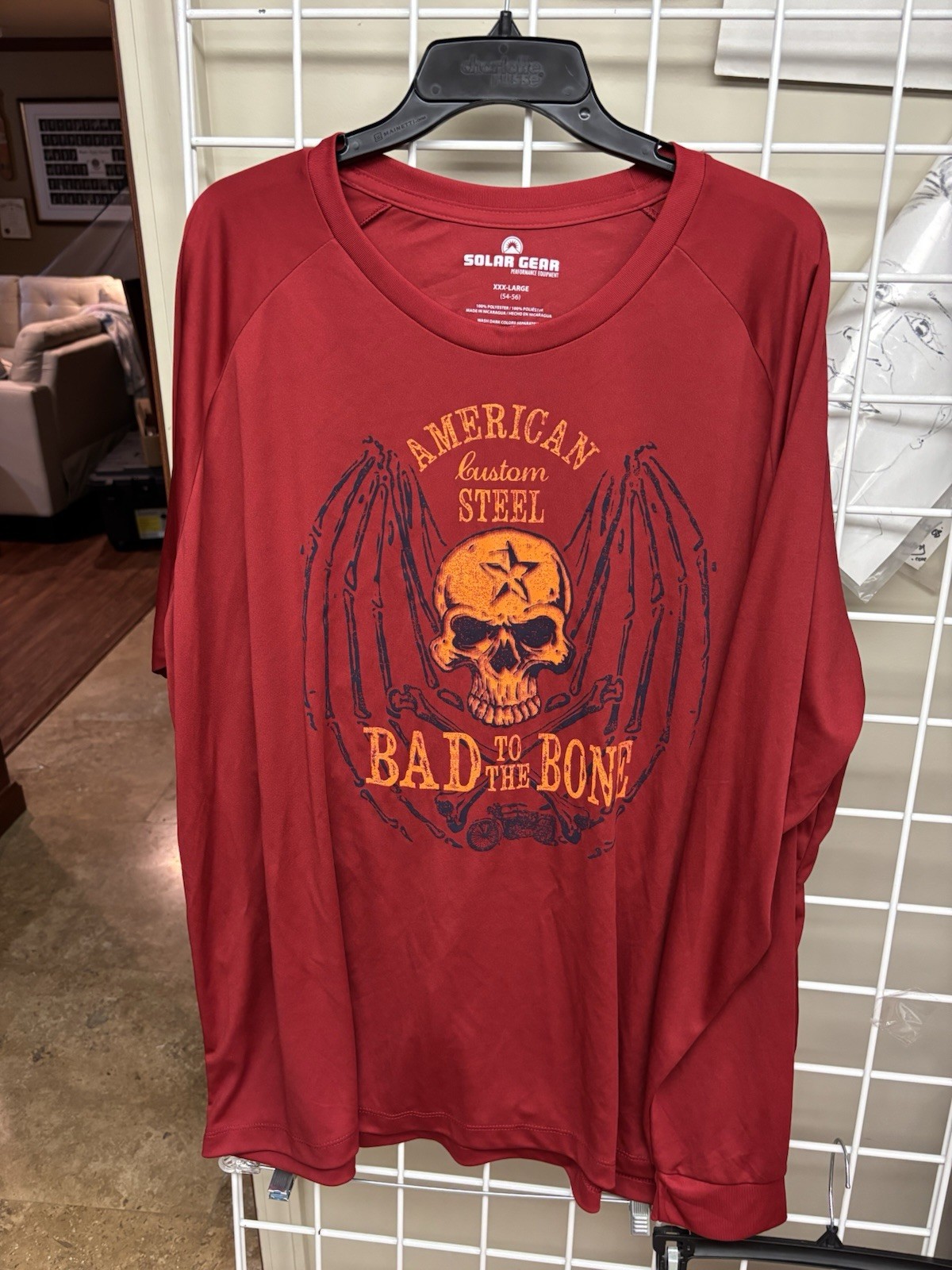 Solar Gear American Custom Steel Shirt NWOT 3XL Red Skull Biker Activewear Poly gallery