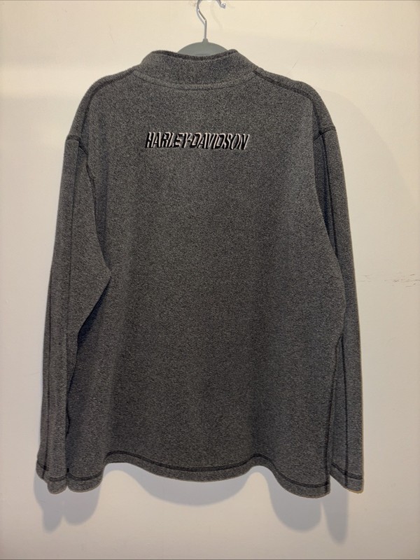 Harley Davidson 1/4 Zip Jacket Fleece Gray Black Pullover Shirt Size XL Mens 54” gallery