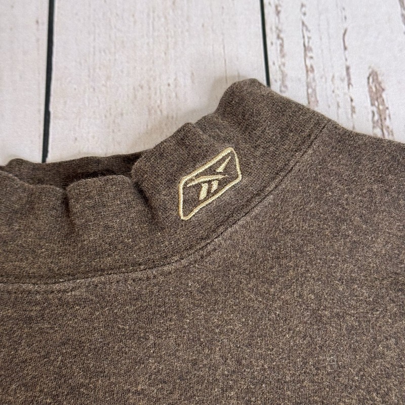 Vintage Y2K Reebok Embroidered Logo Long Sleeve Turtleneck Shirt Mens XL Brown gallery
