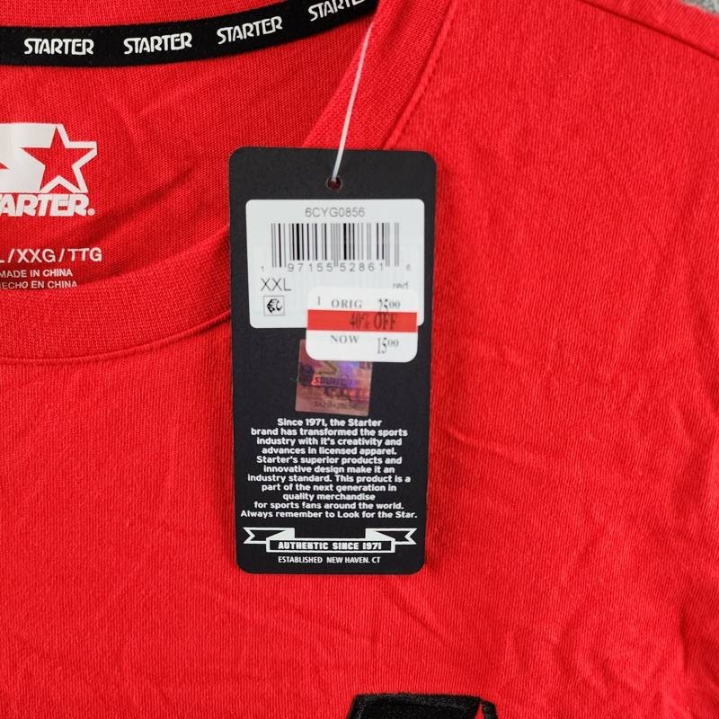 Starter Classic-Fit Embroidered Logo Graphic T-Shirt Mens XXL Red Pullover Style gallery