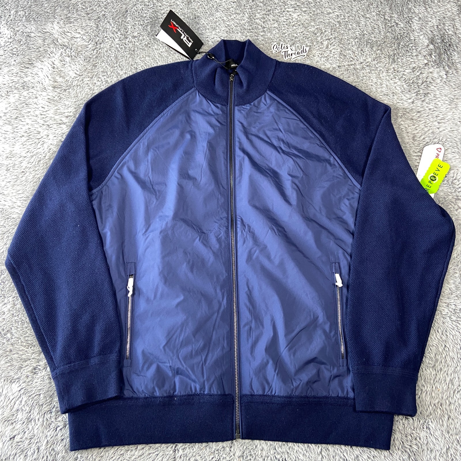 $298 Polo Ralph Lauren RLX Long Sleeve Full-Zip Hybrid Golf Top Size XL Men Navy gallery