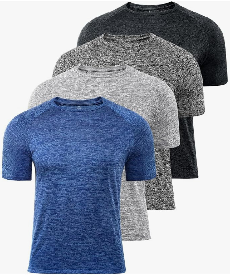 NEW Femdouce Men's Short Sleeve 4 Pack Quick Dry Running T-Shirts Size 2XL gallery