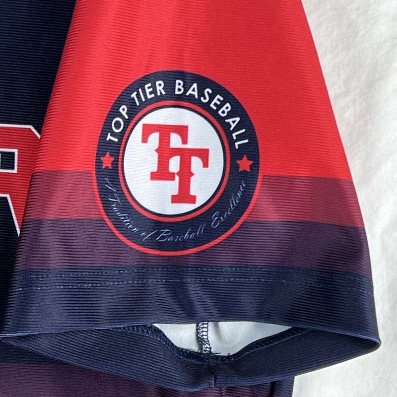 Mizuno Jersey Adult Medium Red Blue Top Tier Baseball Performance Button Harper gallery