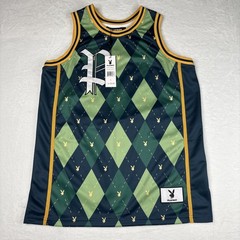 PLAYBOY BUNNY Green Diamond Headgear Classics Basketball Jersey Rare New Large
