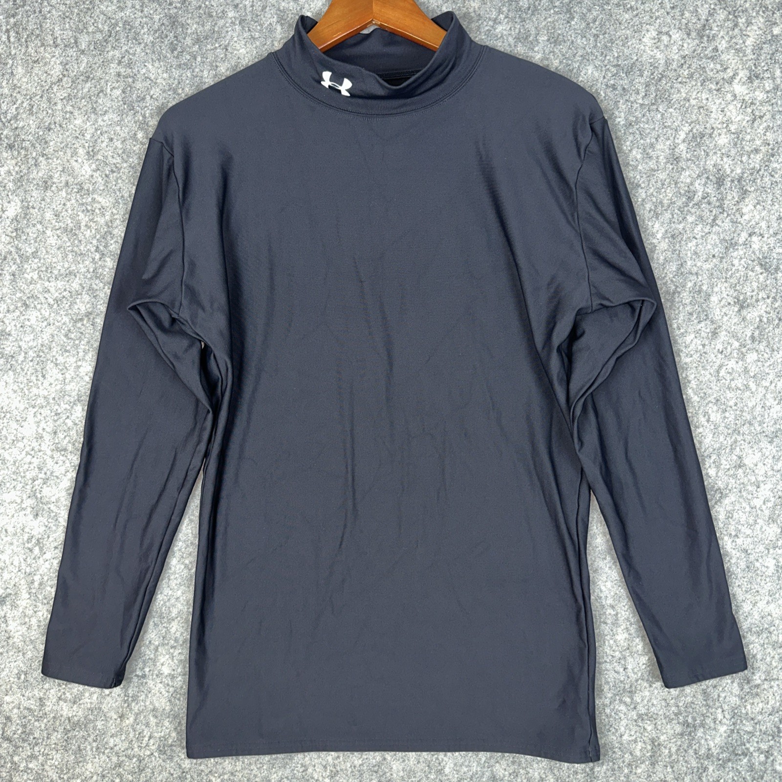 Under armour Shirt Mens XL Black Nylon Compression Shirt Mock Neck Fleece Lined gallery