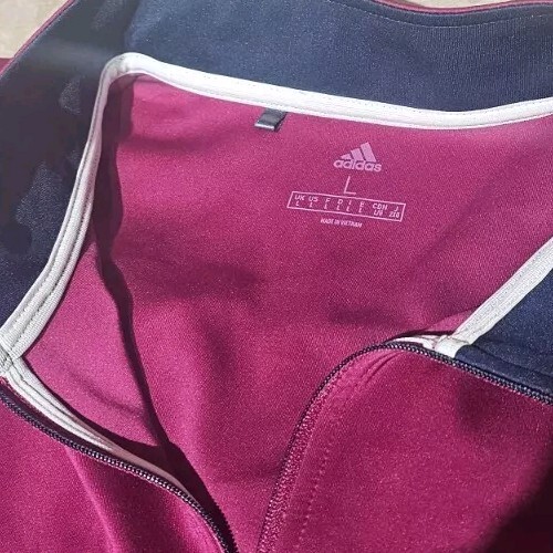 New! ADIDAS-Magenta Poly/Spdx, Mens LS, 1/2.Zip Athletic Pullover Shirt-(L) gallery