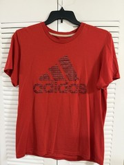 adidas The Go-To Performance Tee Men’s L Red Short Sleeve Crew Poly Logo Tee