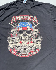 Men’s America Patriots T-Shirt Skull Flag L Breath Range 2A Freedom USA Biker