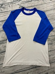 Don Alleson Athletics Mens L Vtg 70s Raglan T-Shirt Blue White USA Colorblock