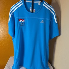 Indonesia adidas Response Men’s XL Blue Breathable Mesh Crewneck T-Olympic Rings