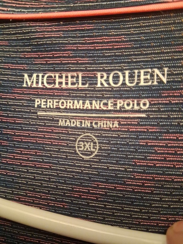 NWT Michel Rouen Men's Performance Polo Golf Shirt. Space Dye Stripe, Size 3XL. gallery