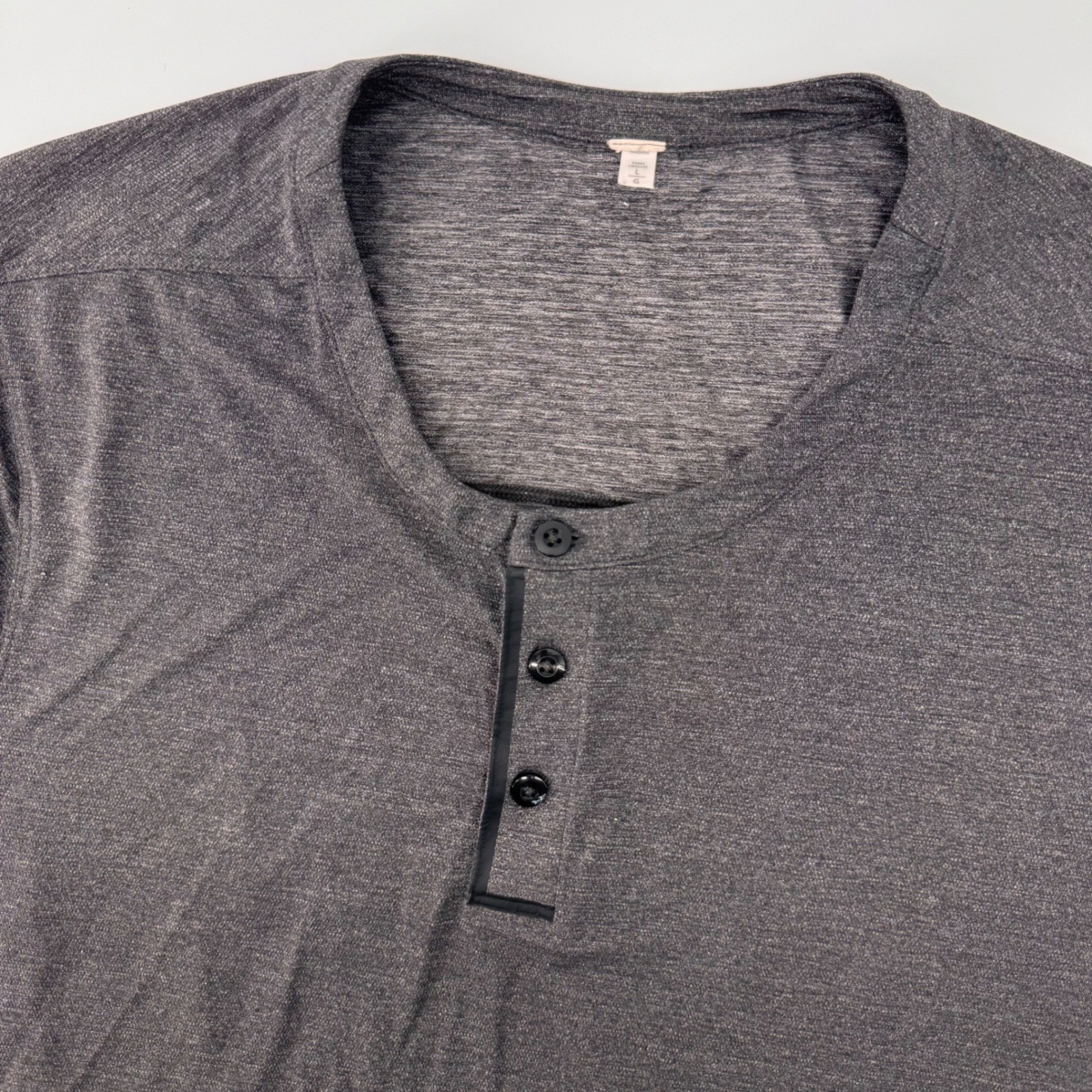Lululemon Henley Shirt Mens Large Gray Short Sleeve Heathered Technical Top gallery