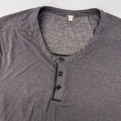 Lululemon Henley Shirt Mens Large Gray Short Sleeve Heathered Technical Top