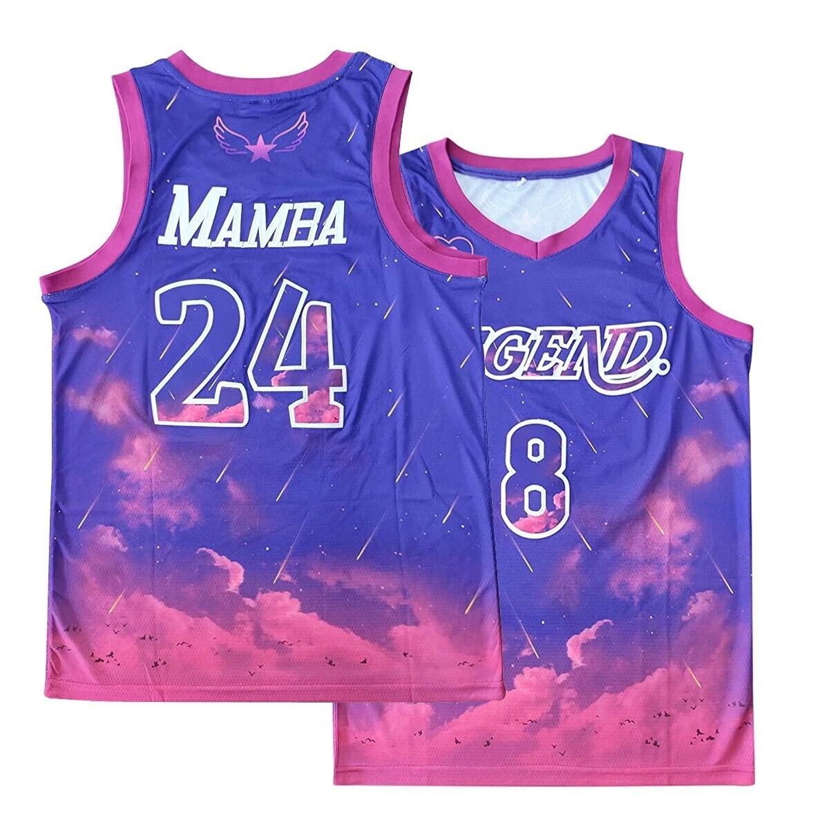 Design Bryant 24 Legend #8 Mamba Basketball Jersey Angle Wing Youth Men Stitched gallery
