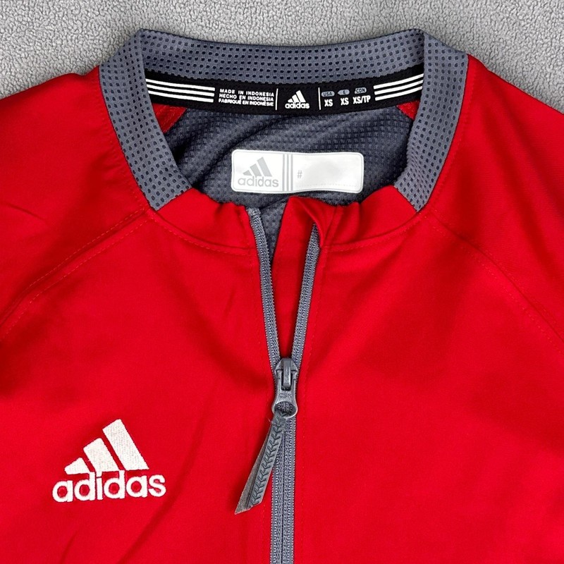 Adidas Baseball Cage Jacket Pullover Shirt Mens XS Red Gray 1/4 Zip Climalite gallery