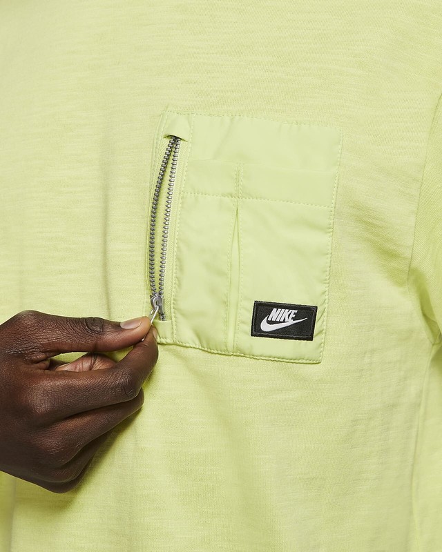 NEW Nike Sportswear Men's Short-Sleeve Zipper Pocket Tee - Limelight Green - L gallery