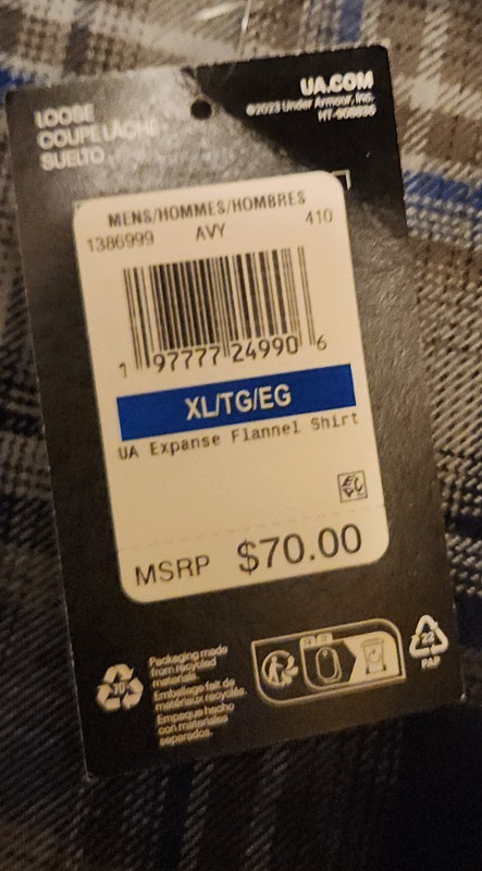 Under Armour Expanse Flannel Shirt 1386999-410 Navy Tech Blue New Men's Size XL gallery