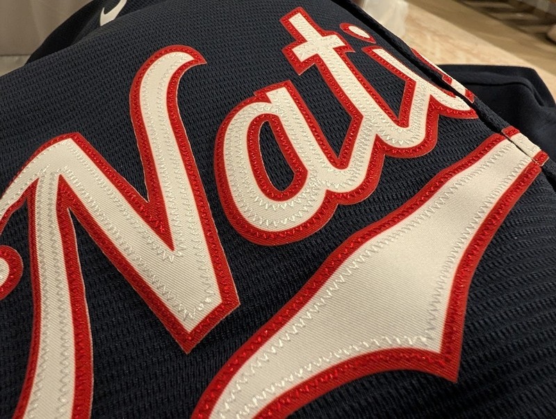 Nike Men's Authentic Washington Nationals Navy Blue Jersey Large Blank gallery