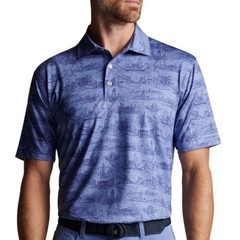 Peter Millar Men’s XL Blue Golf Polo Shirt Summer Comfort New York City Print