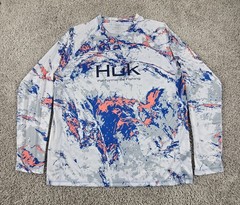 Huk Fishing Shirt Men’s Large Mossy Oak Pursuit Crew Performance Long Sleeve NWT