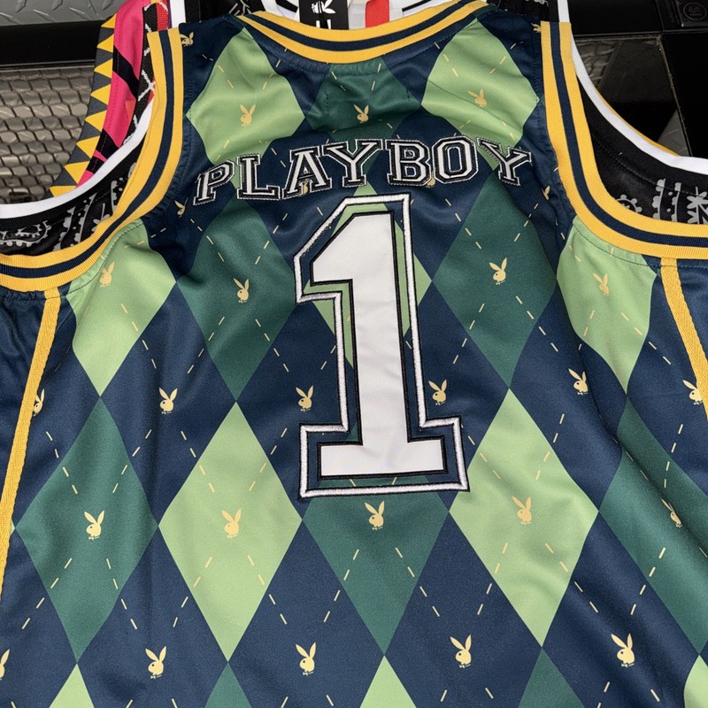 PLAYBOY#1 MEN'S ARGYLE PATTERN BASKETBALL JERSEY XL NWT Htf gallery
