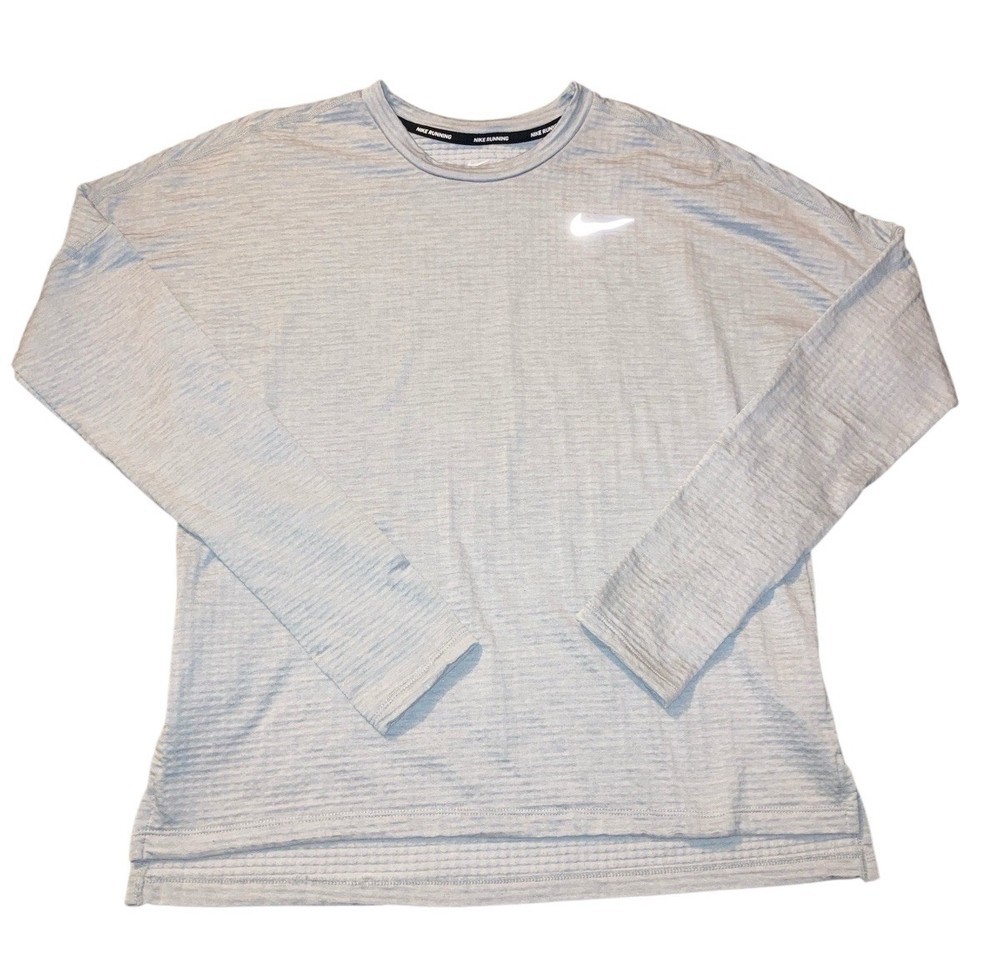 Nike Running Therma Sphere Element Dri Fit Shirt Mens Grey M Long Sleeve
