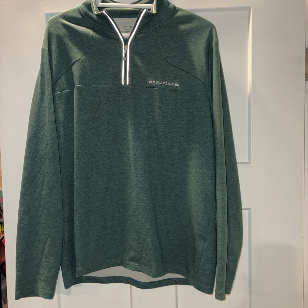 Vineyard Vines Performance 1/4 Zip Mens Size L - Green Long Sleeve Golf Whale