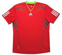 Adidas Barricade Competitive Tennis V-Neck Shirt RED MED #O04997 Modern Vintage