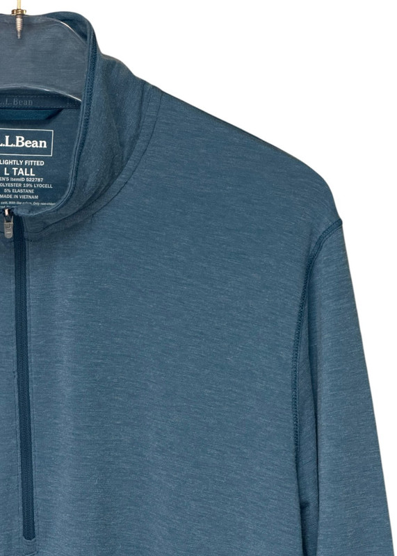 L.L.Bean Slightly Fitted Quarter Zip Pullover Men’s L Tall Blue gallery
