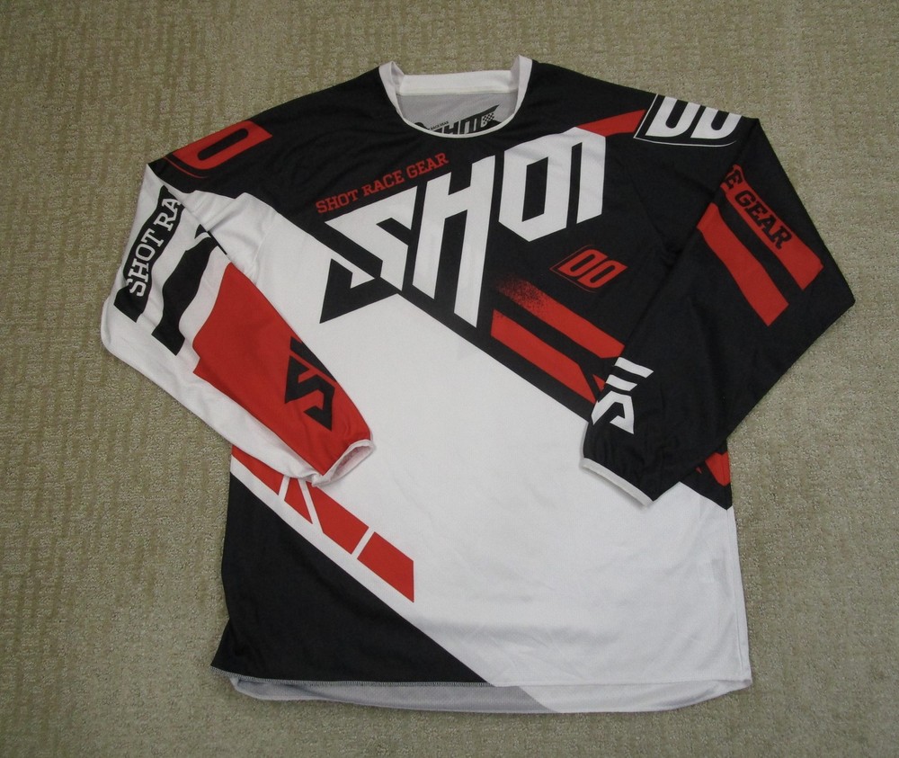 Shot Race Gear Jersey Shirt Mens XL Black Red White Contact Raceway Motocross