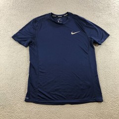 nike running t shirt mens L blue dri fit polyester gym training crossfit
