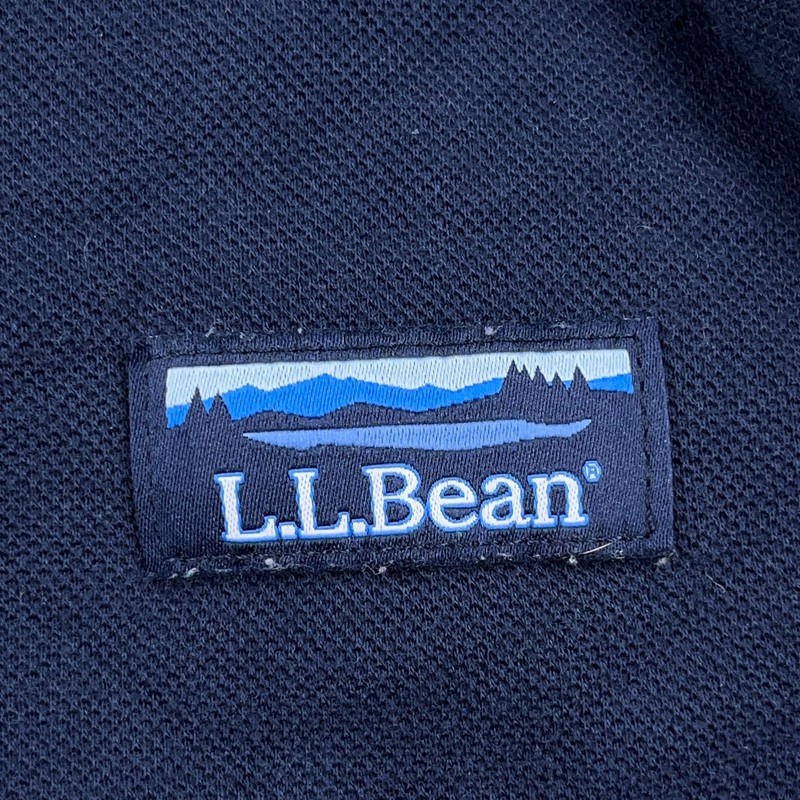LL Bean Sweater Men Large Pullover Navy Blue Quarter Zip Mesh Knit Rugby Unlined gallery