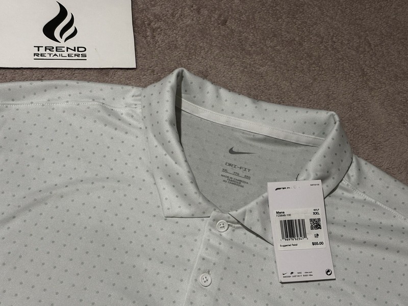 Nike Dri-FIT Polka Dots Swoosh Golf Polo All Over Print White 2XL XXL FZ5648-100 gallery