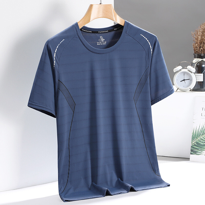 Ice Silk Short Sleeve T-shirt Men's Summer Half Sleeve Middle-aged Dad Summer gallery