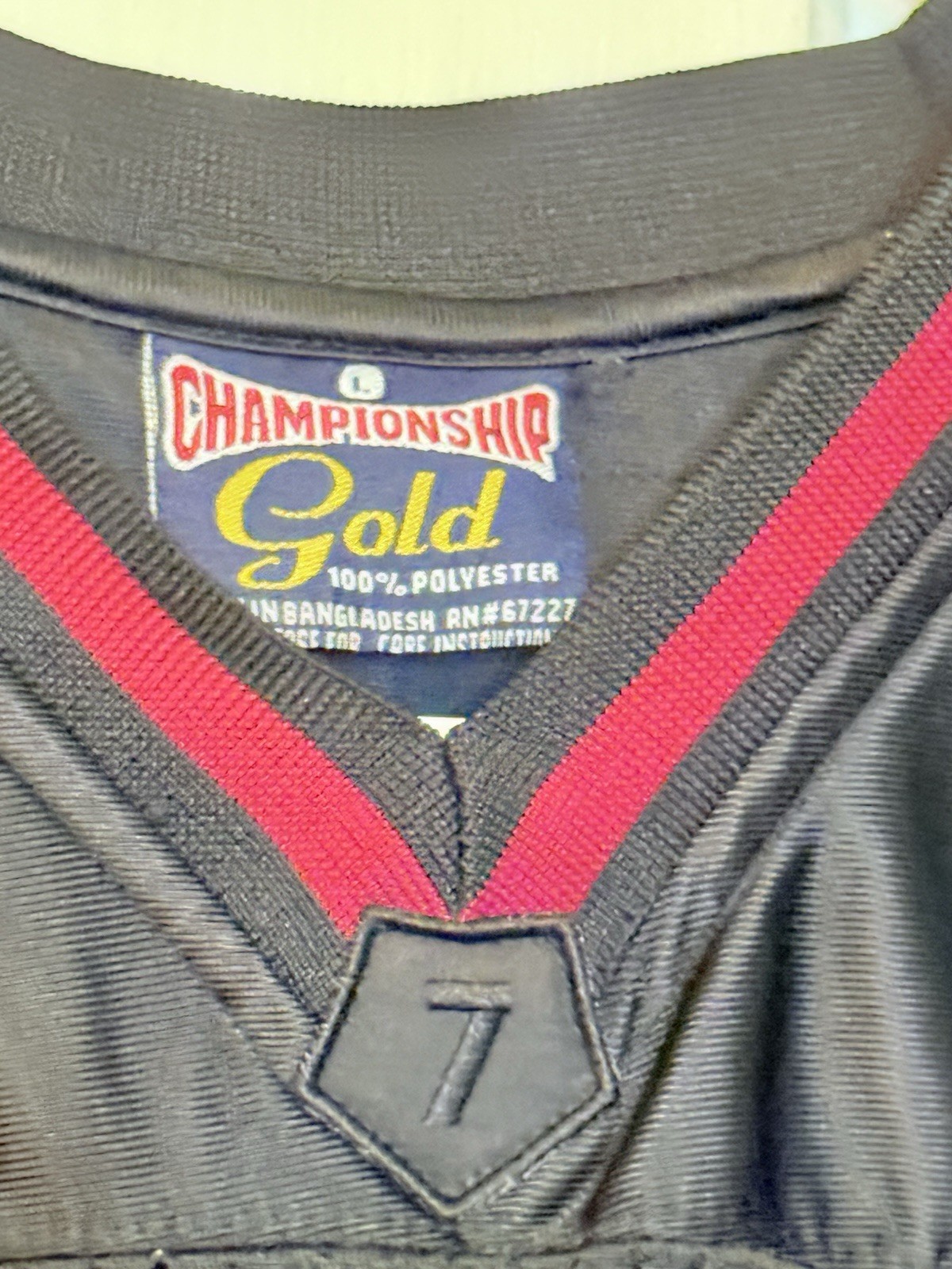 Championship Gold Number 7 Black & Red Mens Jersey Large gallery