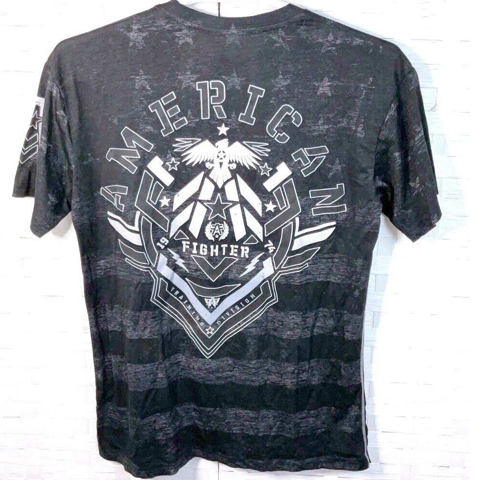American Fighter Mens Size Large Black Grey T Shirt UFC MMA Training Athletic gallery