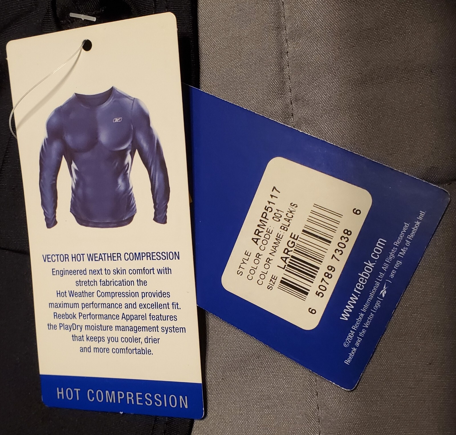 Reebok Playdry Men's Compression Shirt Long Sleeve Size Large Black gallery