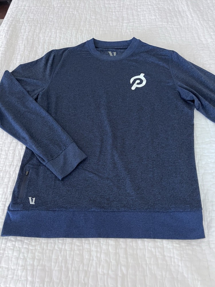 VUORI Men’s Ponte Performance Crew Pullover Peloton Logo Blue Size Large EUC
