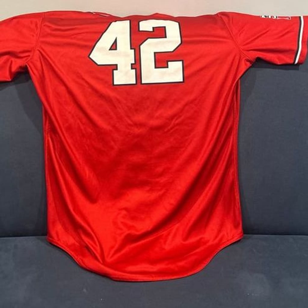 Vintage Prime USA Red Button Down Baseball Jersey #42 mens medium gallery