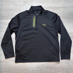 Callaway Black/Chartreuse 1/4 Zip Thermal Poly Golf Pullover Men’s Size Medium