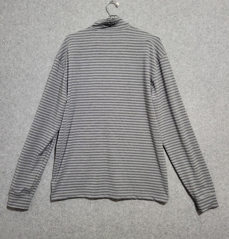 Straight Down 1/4 Zip Golf Pullover Men Medium Gray Black Stripe Long Sleeve gallery